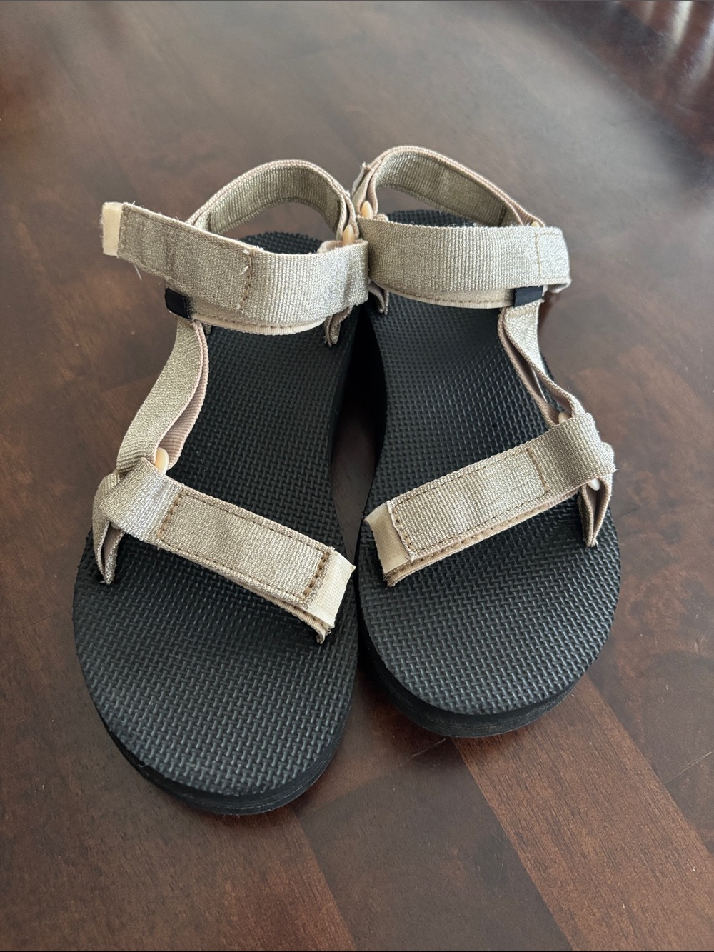 Teva Beige and Black Kids' Strap Sandals